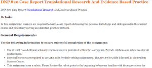 DNP 820 Case Report Translational Research And Evidence Based Practice