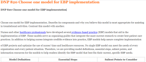 DNP 820 Choose one model for EBP implementation