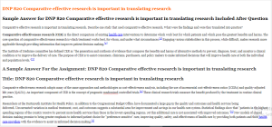 DNP 820 Comparative effective research is important in translating research