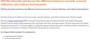 DNP 820 Describe and discuss the differences between research, research utilization, and evidence-based practice