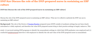 DNP 820 Discuss the role of the DNP-prepared nurse in sustaining an EBP culture