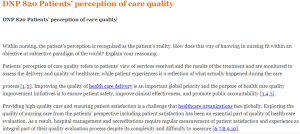 DNP 820 Patients’ perception of care quality