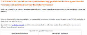 DNP 820 What are the criteria for selecting qualitative versus quantitative resources in relation to your literature review