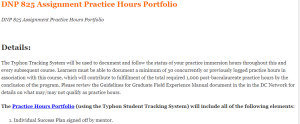 DNP 825 Assignment Practice Hours Portfolio