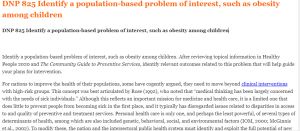 DNP 825 Identify a population-based problem of interest, such as obesity among children