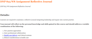 DNP 825 W8 Assignment Reflective Journal