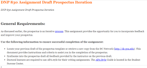 DNP 830 Assignment Draft Prospectus Iteration