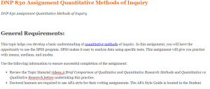 DNP 830 Assignment Quantitative Methods of Inquiry
