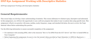 DNP 830 Assignment Working with Descriptive Statistics