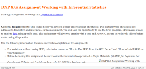 DNP 830 Assignment Working with Inferential Statistics