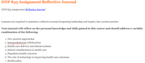 DNP 835 Assignment Reflective Journal