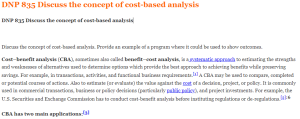 DNP 835 Discuss the concept of cost-based analysis