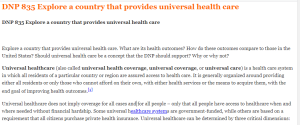 DNP 835 Explore a country that provides universal health care