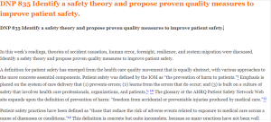DNP 835 Identify a safety theory and propose proven quality measures to improve patient safety.