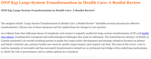 DNP 835 Large-System Transformation in Health Care A Realist Review