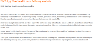 DNP 835 New health care delivery models