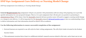 DNP 840 Assignment Care Delivery or Nursing Model Change