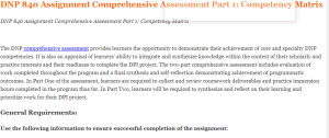 DNP 840 Assignment Comprehensive Assessment Part 1 Competency Matrix