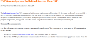 DNP 840 Assignment Individual Success Plan (ISP)