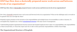 DNP 840 How does a doctorally prepared nurse work across and between levels of an organization