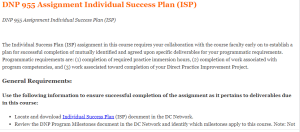 DNP 955 Assignment Individual Success Plan (ISP)