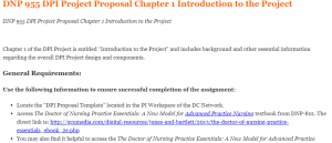 DNP 955 DPI Project Proposal Chapter 1 Introduction to the Project