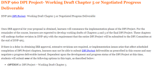 DNP 960 DPI Project- Working Draft Chapter 5 or Negotiated Progress Deliverable