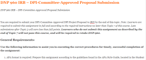 DNP 960 IRB – DPI-Committee-Approved Proposal Submission