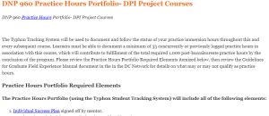DNP 960 Practice Hours Portfolio- DPI Project Courses