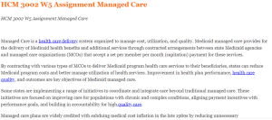 HCM 3002 W5 Assignment Managed Care