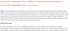 HCM 3006 Assignment Early Childhood Obesity Prevention Program