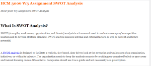 HCM 3006 W3 Assignment SWOT Analysis