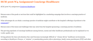 HCM 3006 W4 Assignment Concierge Healthcare