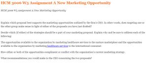 HCM 3006 W5 Assignment A New Marketing Opportunity