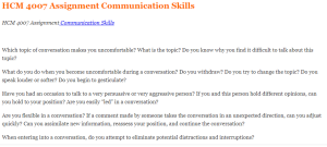 HCM 4007 Assignment Communication Skills