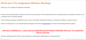 HCM 4007 W5 Assignment Effective Meetings