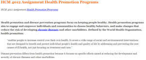 HCM 4012 Assignment Health Promotion Programs