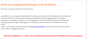 HCM 4012 Assignment Shortages in the Workforce