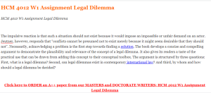 HCM 4012 W1 Assignment Legal Dilemma