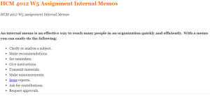HCM 4012 W5 Assignment Internal Memos