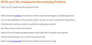 HCM 4012 W5 Assignment Stereotyping Problem