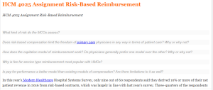HCM 4025 Assignment Risk-Based Reimbursement
