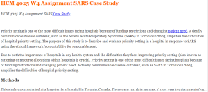 HCM 4025 W4 Assignment SARS Case Study