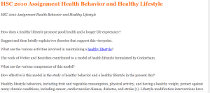 HSC 2010 Assignment Health Behavior and Healthy Lifestyle