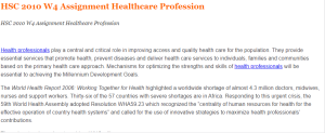 HSC 2010 W4 Assignment Healthcare Profession