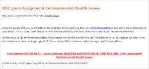 HSC 3002 Assignment Environmental Health Issues