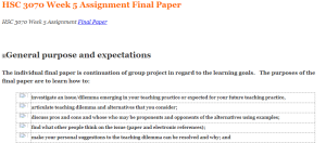 HSC 3070 Week 5 Assignment Final Paper