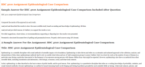 HSC 4010 Assignment Epidemiological Case Comparison