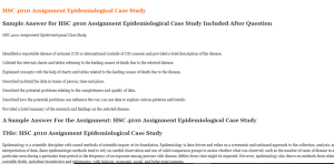 HSC 4010 Assignment Epidemiological Case Study