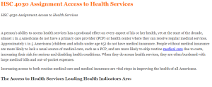 HSC 4030 Assignment Access to Health Services